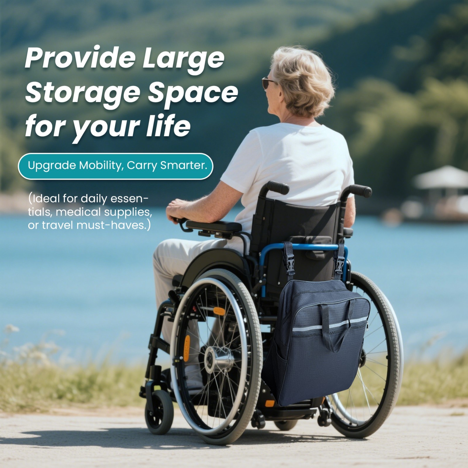 Large Capacity Backpack for Wheelchair/Mobility Scooter, Multifunctional Handbag