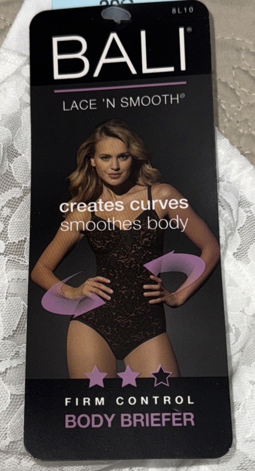 NWT Womens White Lace Bali Body Briefer One Piece Bra Bodysuit Size 38DD