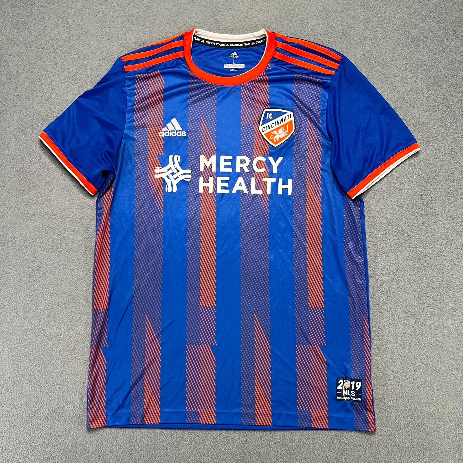 adidas Jersey Mens Large Blue Orange FC Cincinnati Soccer MLS 2019 Climalite