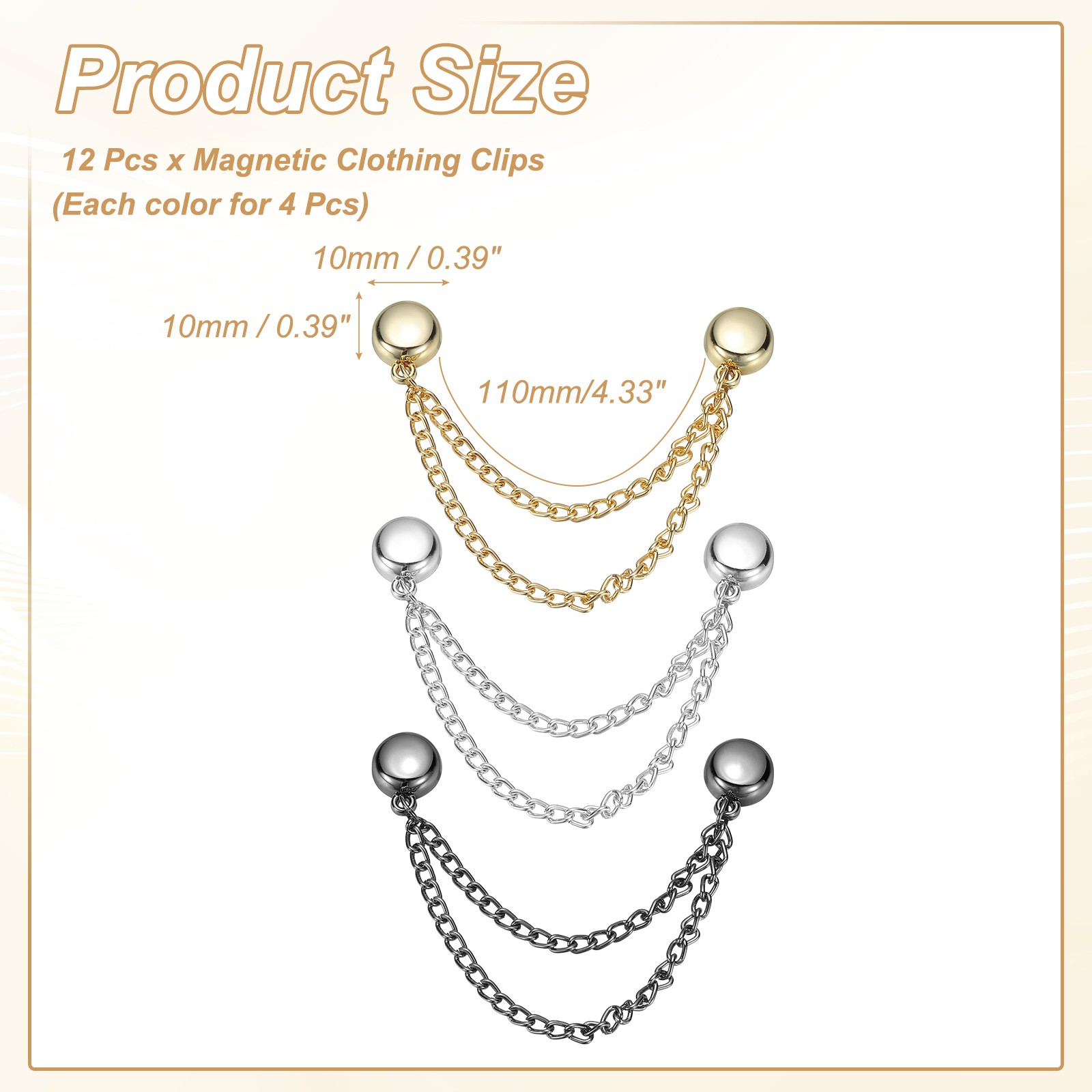 Metal Magnetic Clothing Clips, Magnetic Button Clips,Gold, Silver,Black