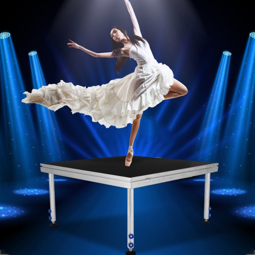 TOYANDONA Portable Stage with Height Adjustable Riser 24" -40" Platform Modular