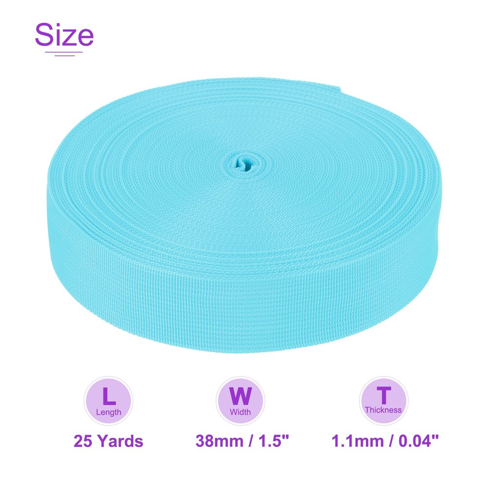 25Yard x 1 1/2" Width Nylon Webbing Strap Poly Flat Webbing Strapping Light Blue