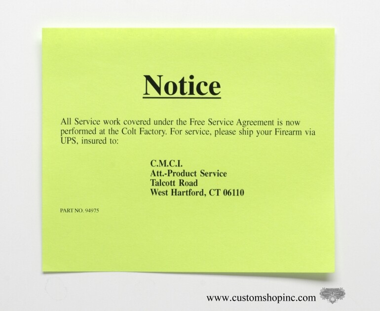 Colt Python Factory Paperwork Packet. 2003 Manual