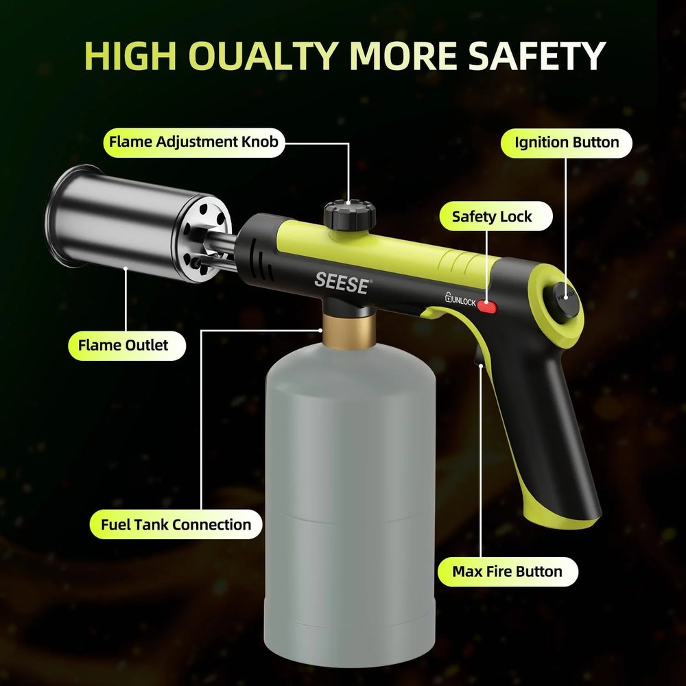 Powerful Propane Torch Gun,Kitchen Cooking Torch With One-Touch Max Fire, Charco
