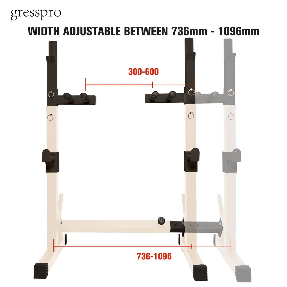 Barbell Rack Stand with Dip Bar Attachment - Multifunctional Adjustable Squat...