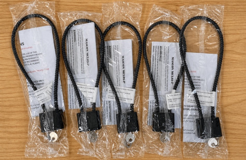 5 Pack Gun Cable Locks With Keys
