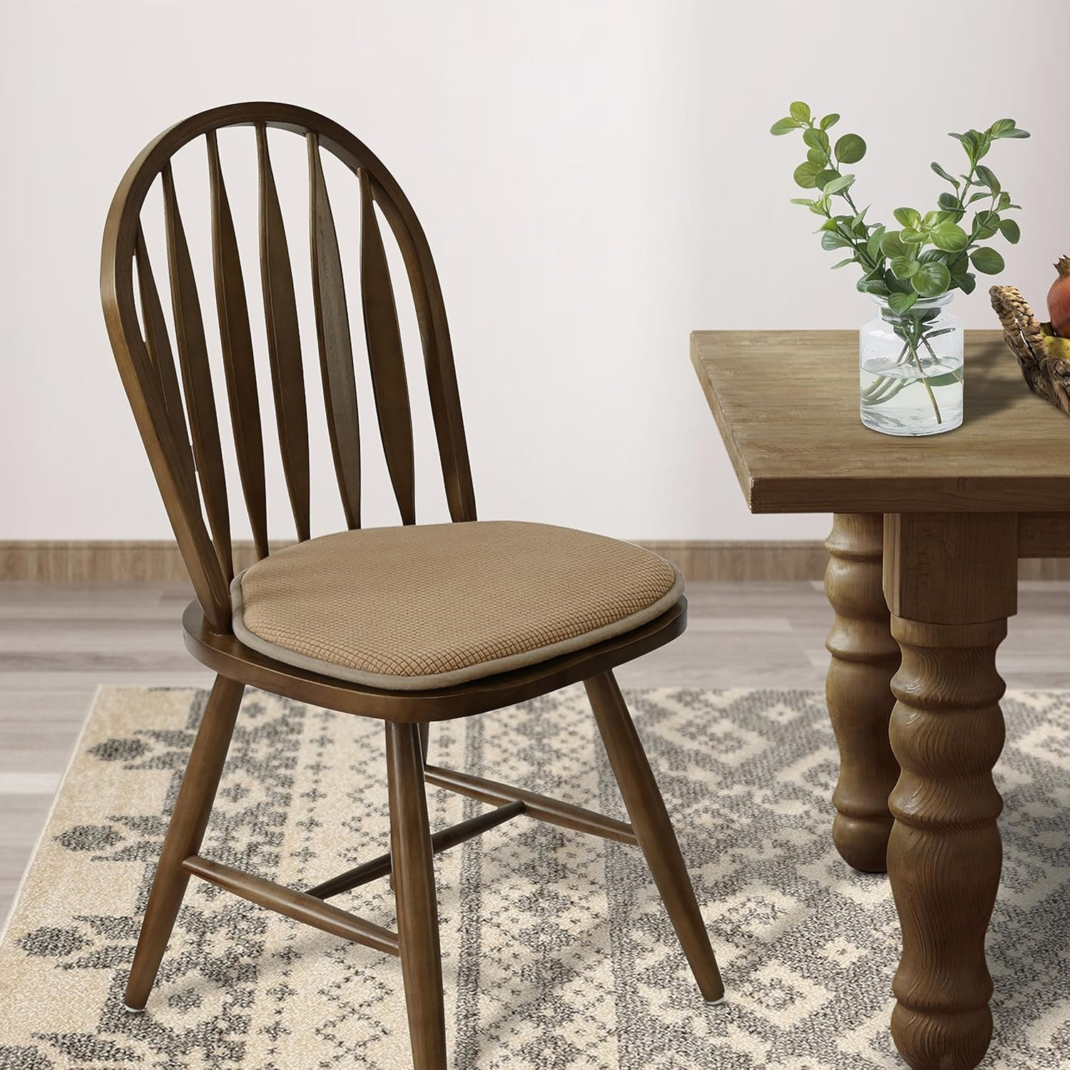 Windsor Chair Cushions Set of 2, Farmhouse Kitchen Seat Cushions, Non Slip Chair