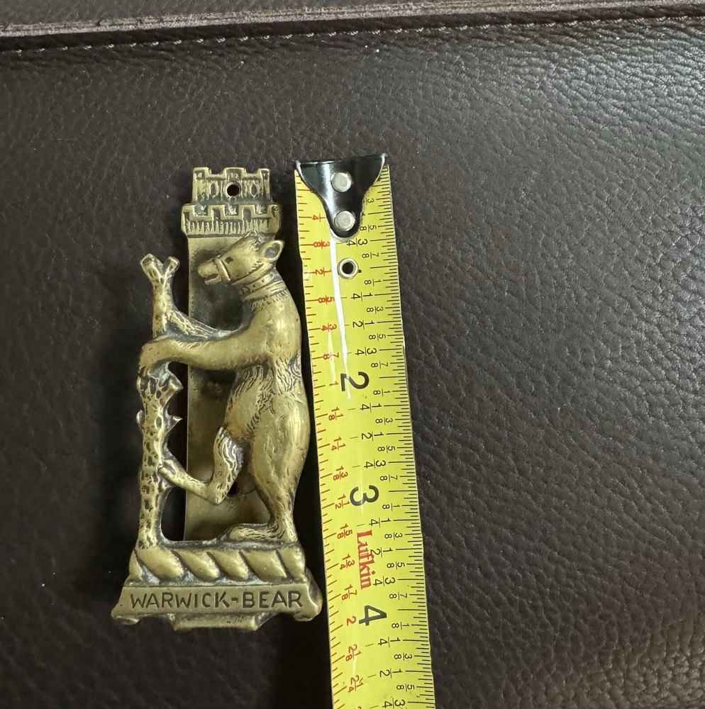 Vintage Solid Brass Warwick Bear Door Knocker Handle 4"x1.75"