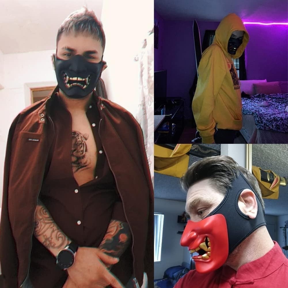 Evil Demon Kabuki Samurai Half Face Mask - Ultimate Airsoft Protection