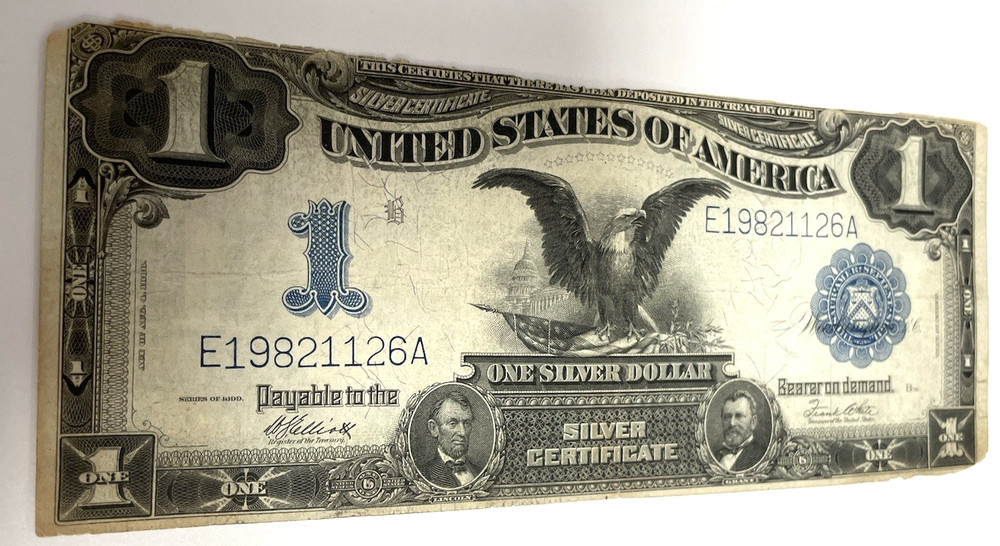 1899 $1 SILVER CERTIFICATE BLACK EAGLE, LARGE NOTE KEY DATE BLUE SEAL VERY NICE