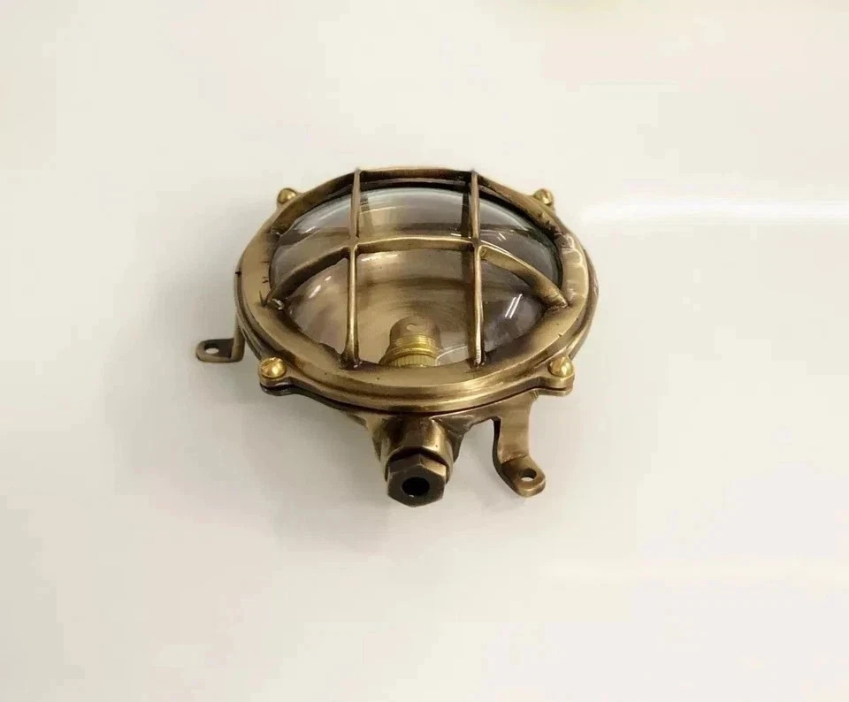 Nautical Marine Solid Brass Small Ship Bulkhead Wall Deck Antique Light 3 Pcs