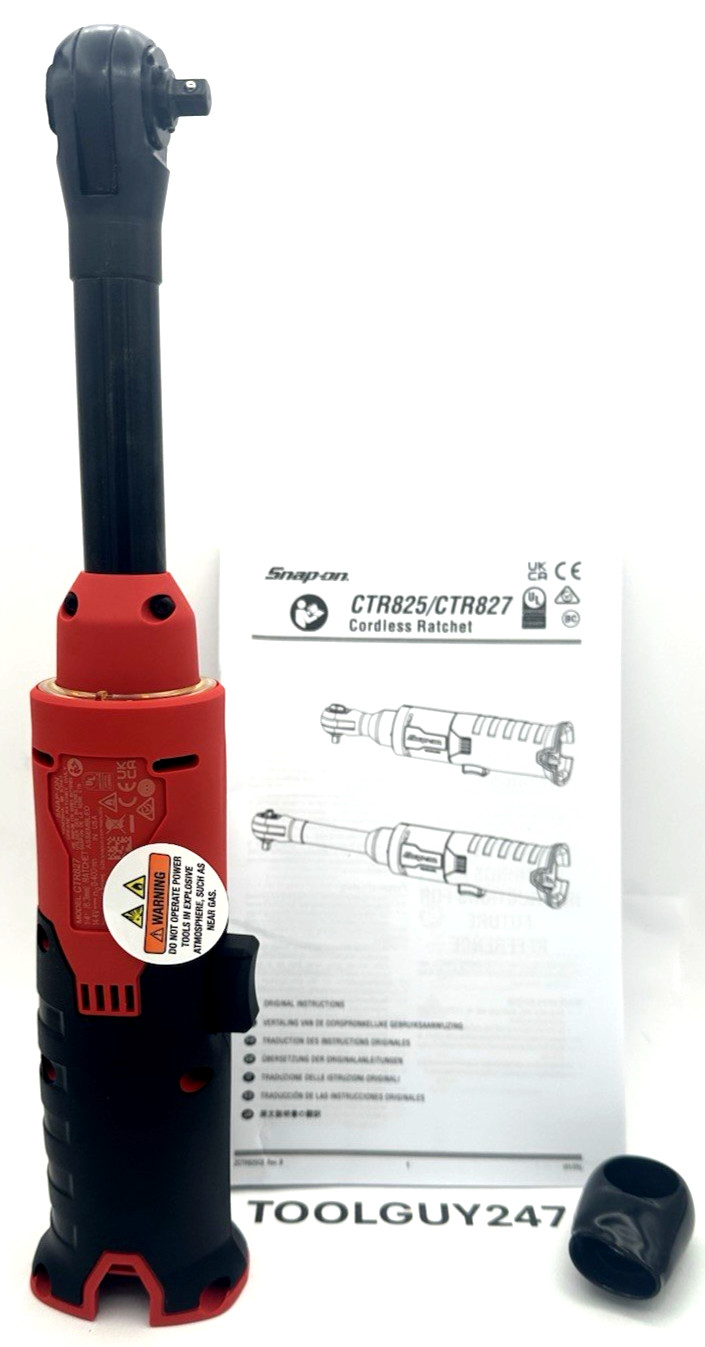 SNAP ON TOOLS USA NEW 1/4" 40 ft lbs Long Neck Cordless Ratchet RED CTR827 DB+