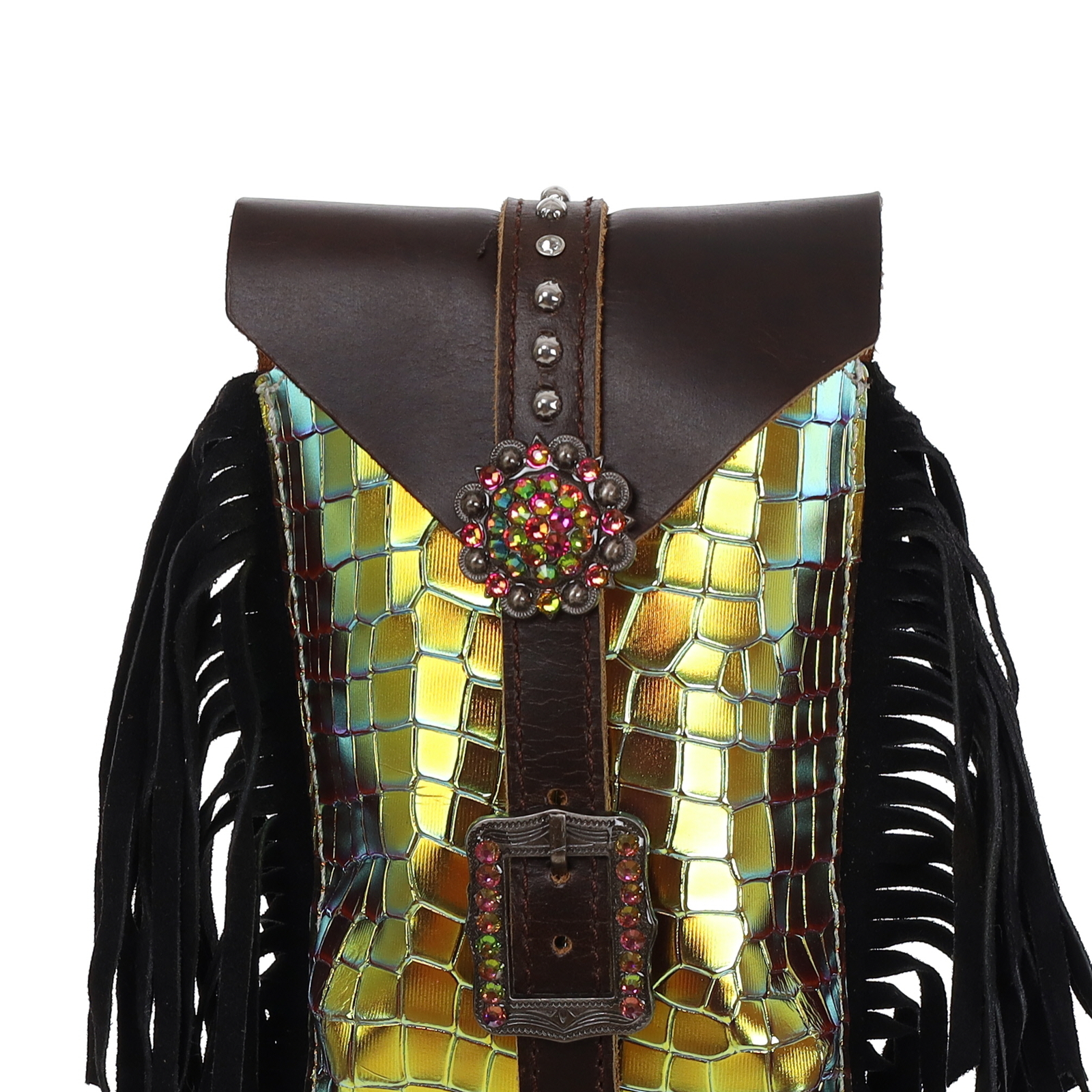 Showman Neon Gator Rear Cinch Saddle Bag - Yellow Green