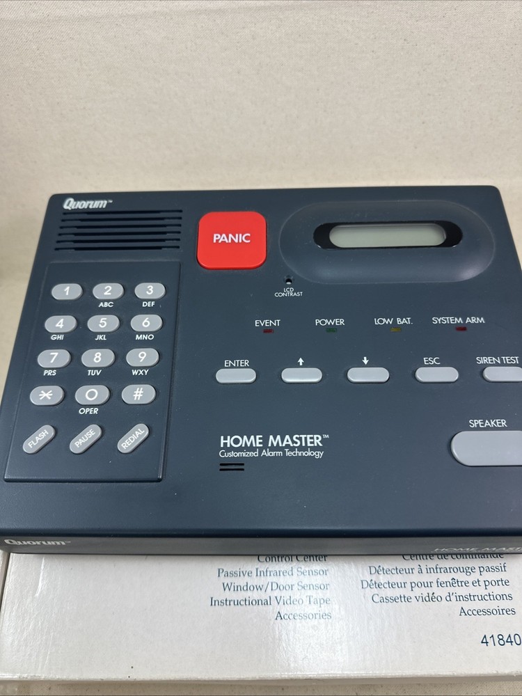 Quorum Home Master HM-100 Security System with remote , cassette , AC adapter
