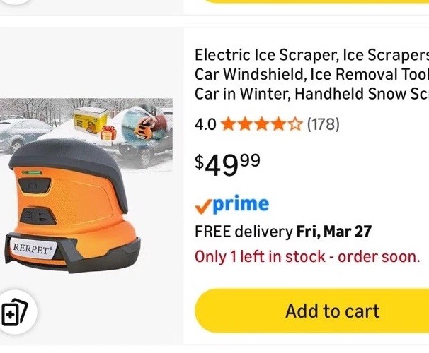 Electric Ice Scraper Car Windshield, Cordless Portable Handheld USB Rechargeable