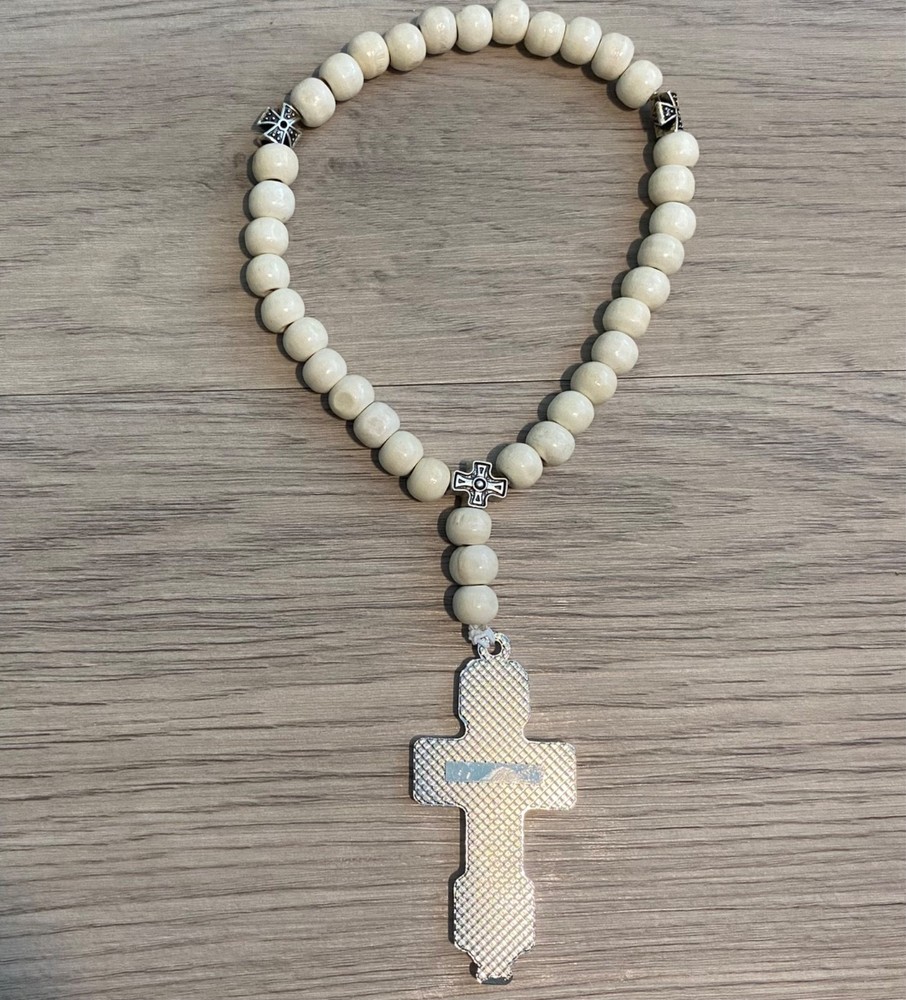 Eastern Orthodox Chotki Komboskini Prayer Beads Rosary 33 Beads Wooden White
