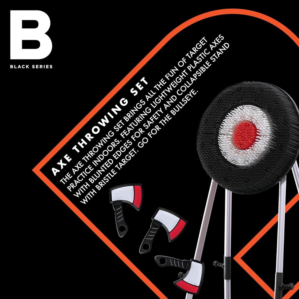 Black Series Axe Throwing Target Set, Includes 3 Axes & 4'9", Multicolor