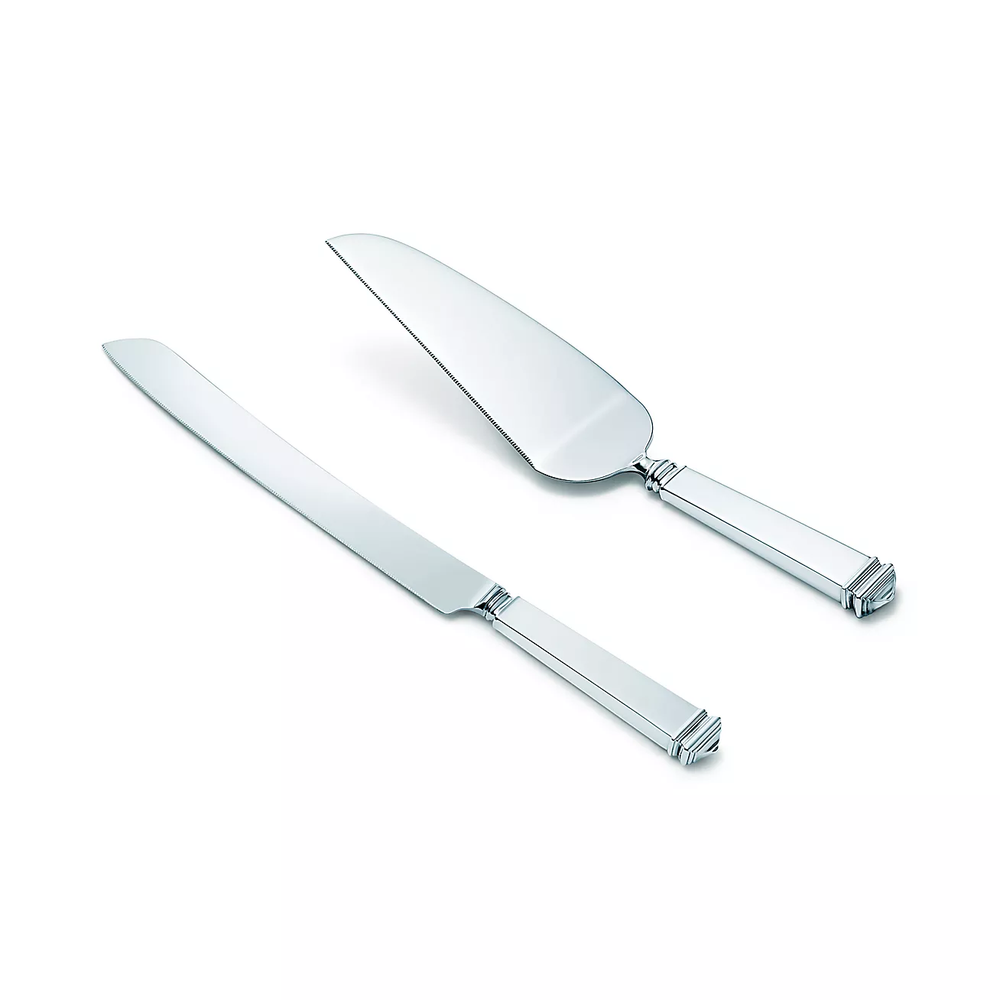 Tiffany Hampton Cake Knife and Server with Box- Monogrammed with "K"