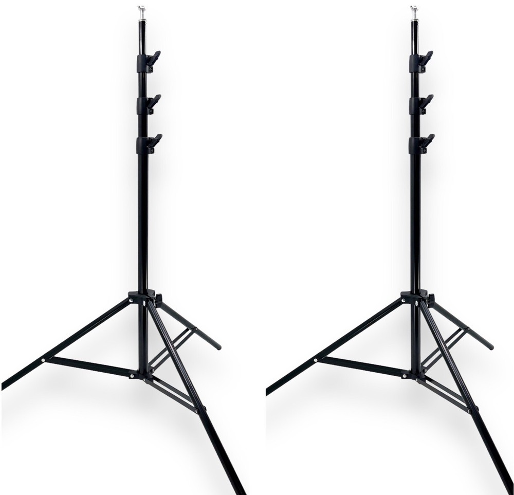 Two 8' 4-Section Photography Light / Backdrop Stands with 10mm / 3/8” Stud Black
