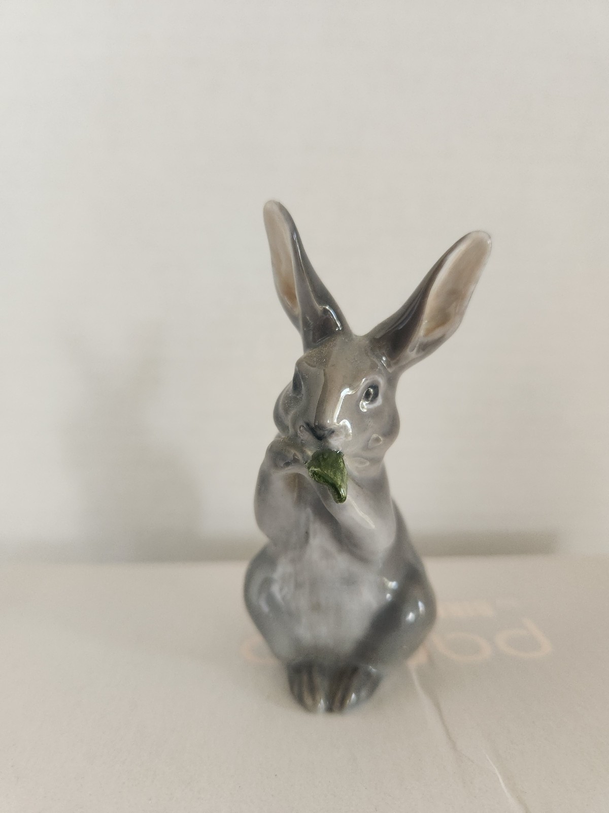 Vtg Royal Copenhagen Porcelain Rabbit Eating Leaf Figurine #1019, Denmark RARE