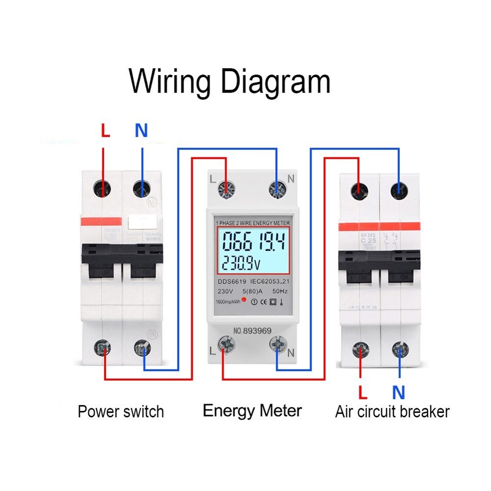 Comprehensive LCD Energy Meter 80A for Electrical Consumption Tracking