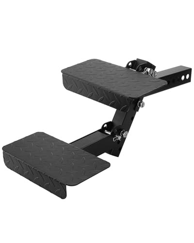 Hitch Step with Two Folding Steps for 2" Hitch Receiver, 12" W with 4 Position