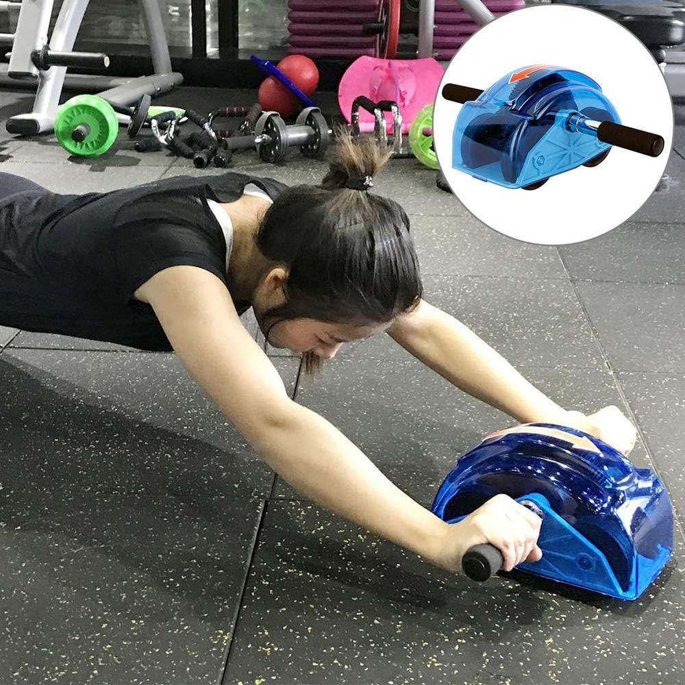 Ab Roller for Abs Workout - Abdominal Exercise Rollers with 4 Wheels blue