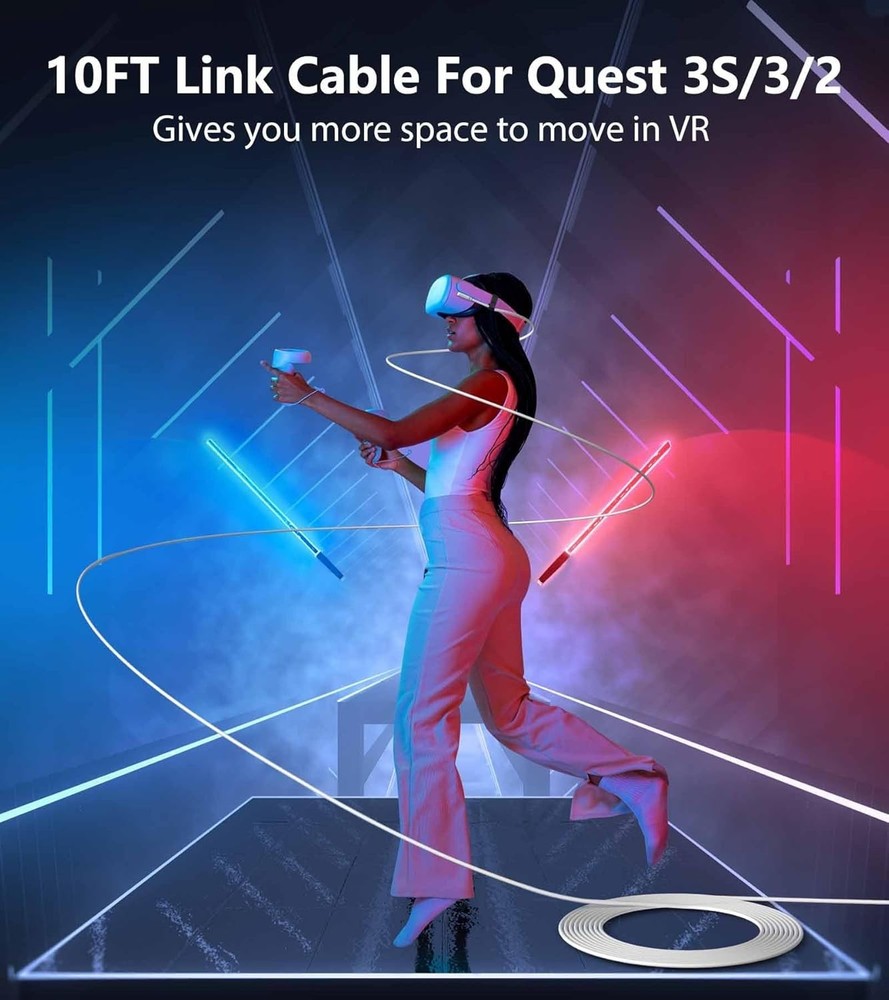 Link Cable 10FT Compatible with Meta/Oculus Quest 3S, Quest 3, Quest 2/Pro, P...