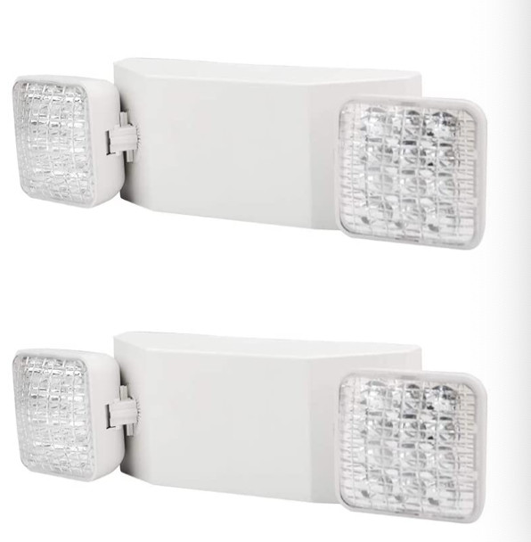 2 Pack LED Emergency Exit Light Adjustable 2 Head With Battery Back-up UL 924