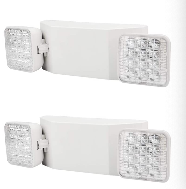 2 Pack LED Emergency Exit Light Adjustable 2 Head With Battery Back-up UL 924