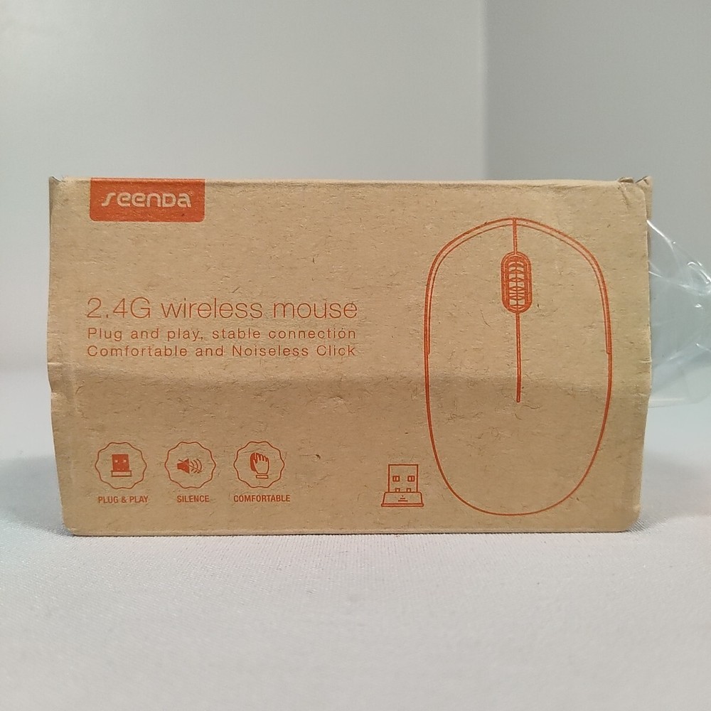 Seenda Wireless Mouse Black 2- Button Noiseless Click 2.4G Plug & Play