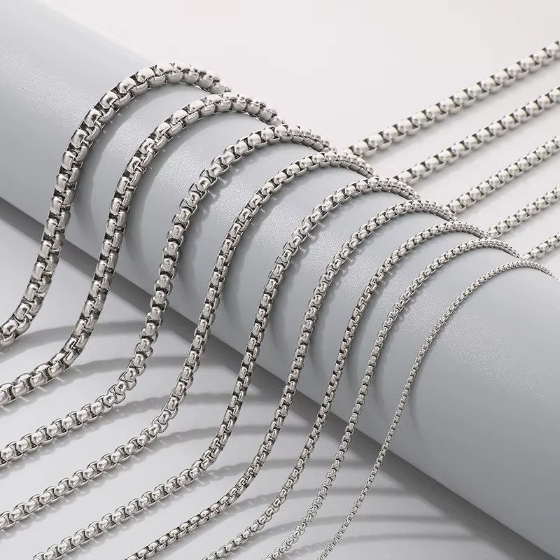 Stainless Steel Chain Necklace 16-36" Smooth Box Rope Silver 2/3/4/5/6/7mm N69