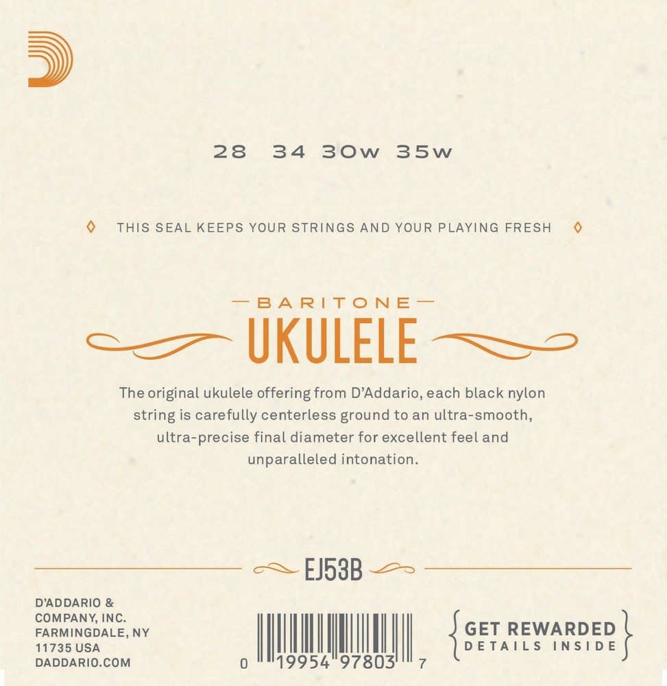 D'Addario EJ53B Pro-Arté Rectified Nylon Ukulele Strings Baritone DGBE