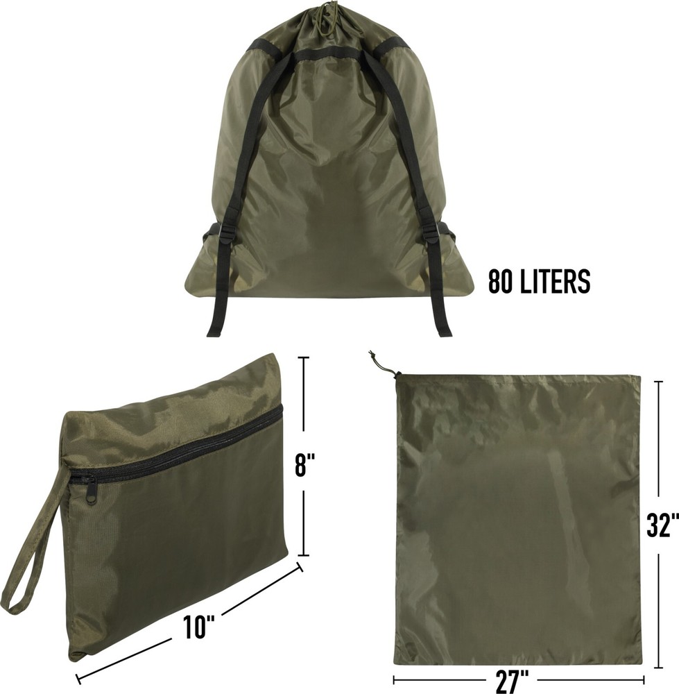 Olive Drab Laundry Backpack Lightweight Packable Large Drawstring Bag