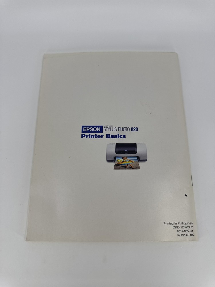 Epson Stylus Photo 820 Printer Basics Ink Jet Printer Manual W/ Disk