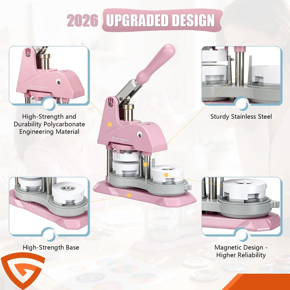 Button Maker Machine 3 Sizes DIY Pin Making Machine 1+1.25+2.25 inch 300 Button