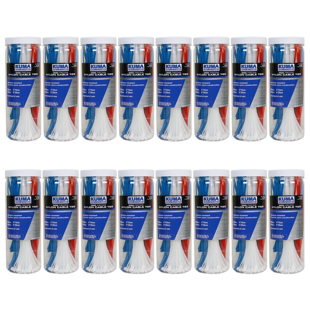 16 Sets KUMA 300 Piece 4" 8" Self Lock Nylon Wrap Loop Cable Cord Wire Zip Ties