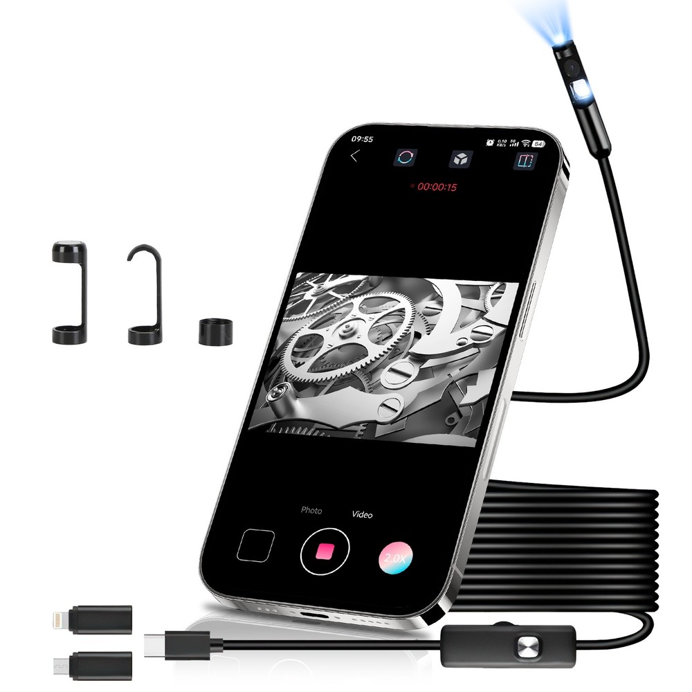 Adjustable Endoscope Camera with Light Borescope HD Inspection Camera Waterproof