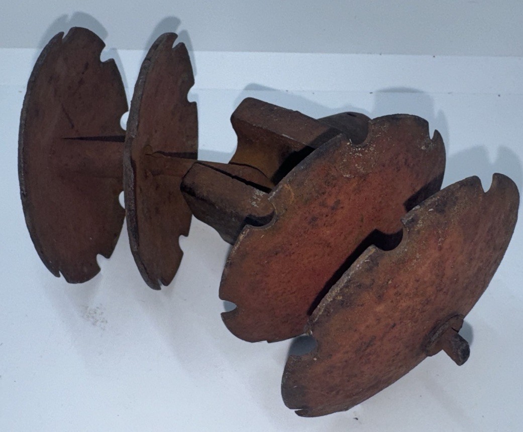 Vintage Cast Iron 4-Disc Garden Harrow Cultivator Attachment - Rustic Farm Tool