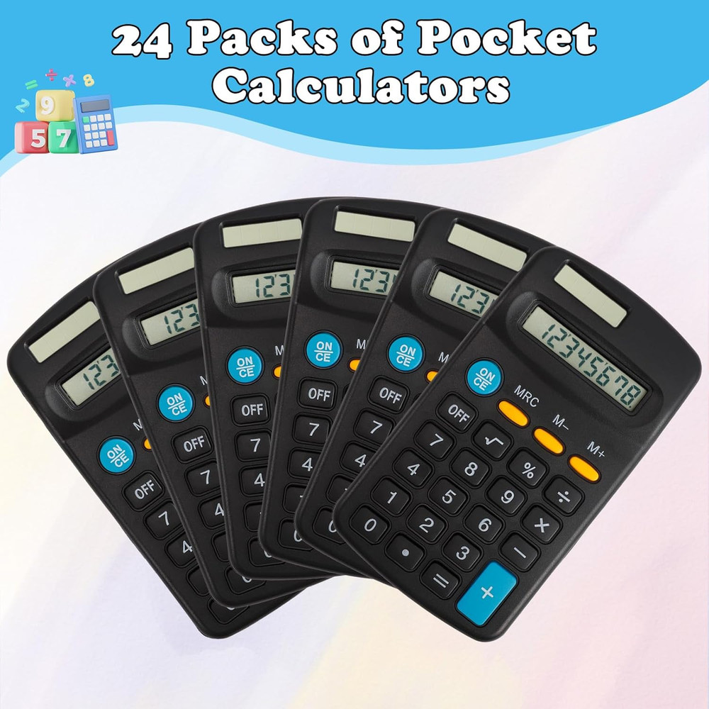24 Pack Pocket CalculatorMini CalculatorsPocket Size Basic CalculatorsSolar B...
