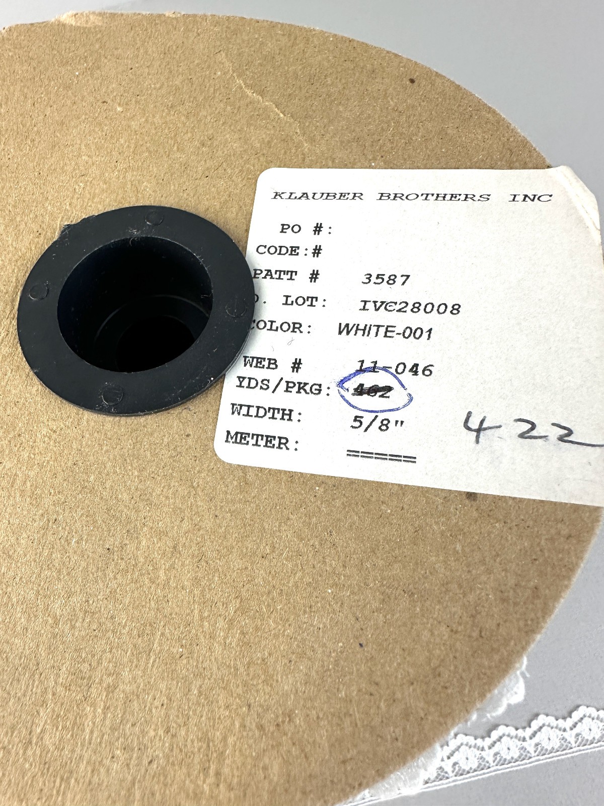 Vintage Lace Trim White 5/8"W 422 Yd Spool Sewing Lingerie