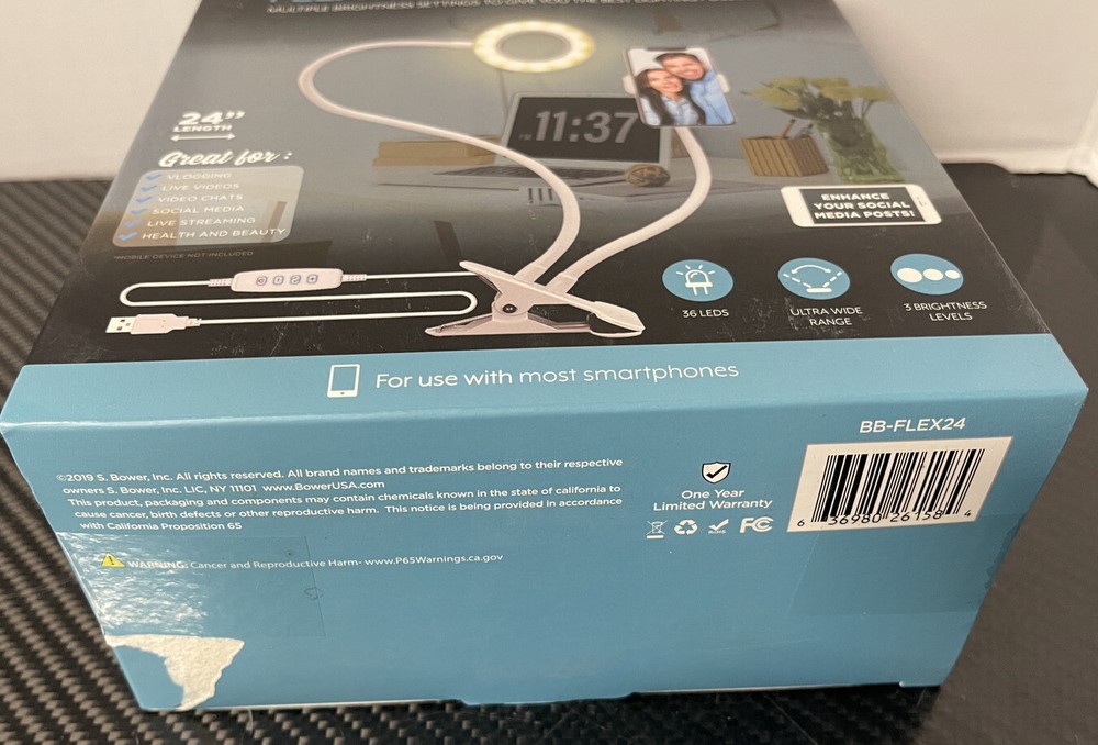 Bower - Flexible 24" LED Ring Light - White Vlogging Social Posts NEW