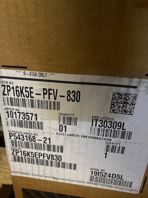 Emerson ZP16K5E-PFV-830 Copeland Scroll Compressor