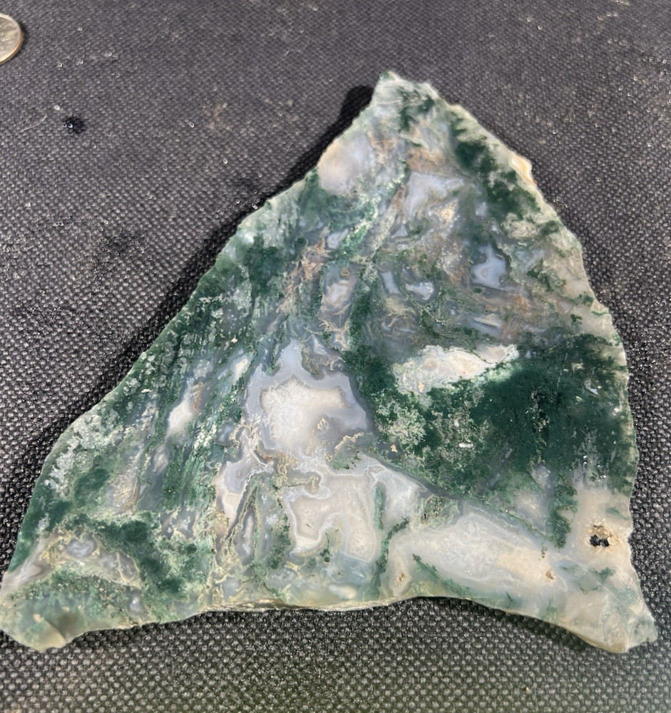 Green Moss Agate Slab 290g India, amazing patterns, partially translucent
