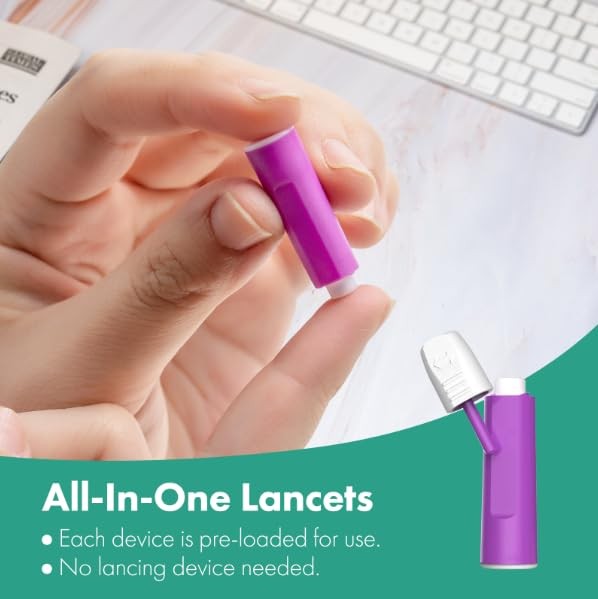 CARELIVING Safety Lancets, 100 Count Sterile, Pressure Activated 28 G, Gray