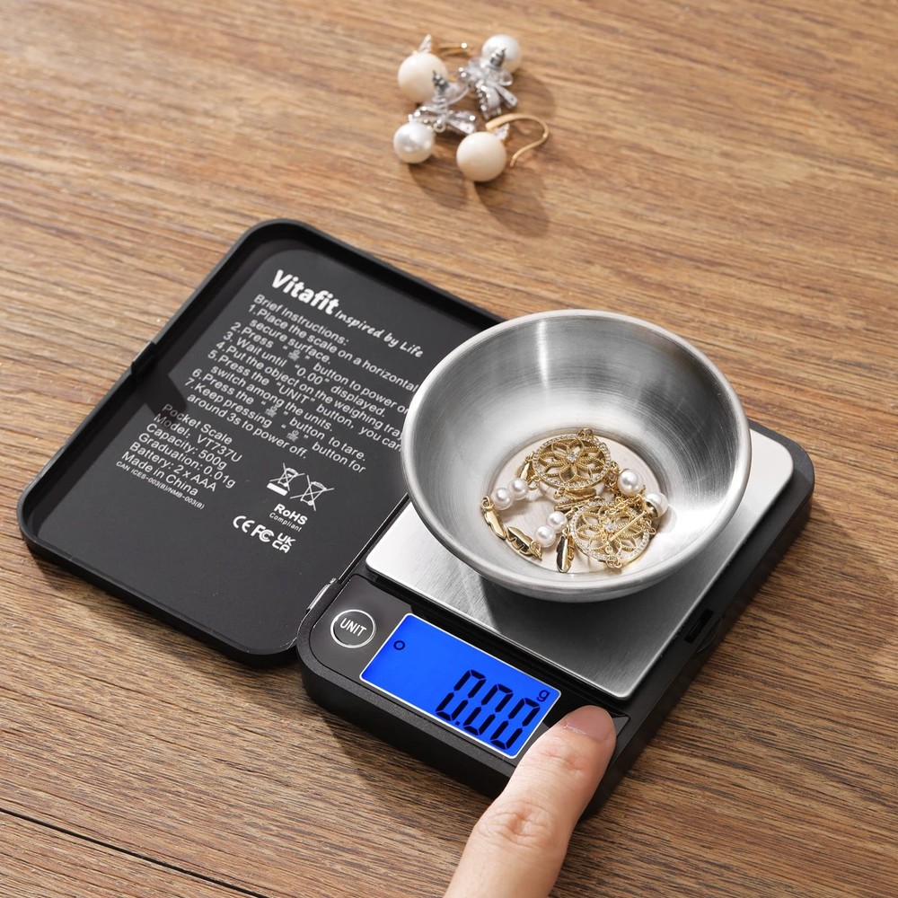 Digital Pocket Scale 500g 0.01g Precision Gram Scale Black