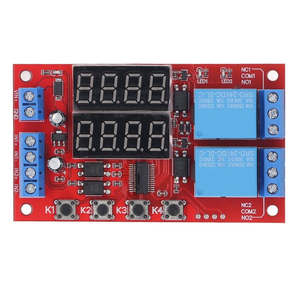 24V 2 Channel Relay Module LED Display Delay Self Locking Cycle Timer Module
