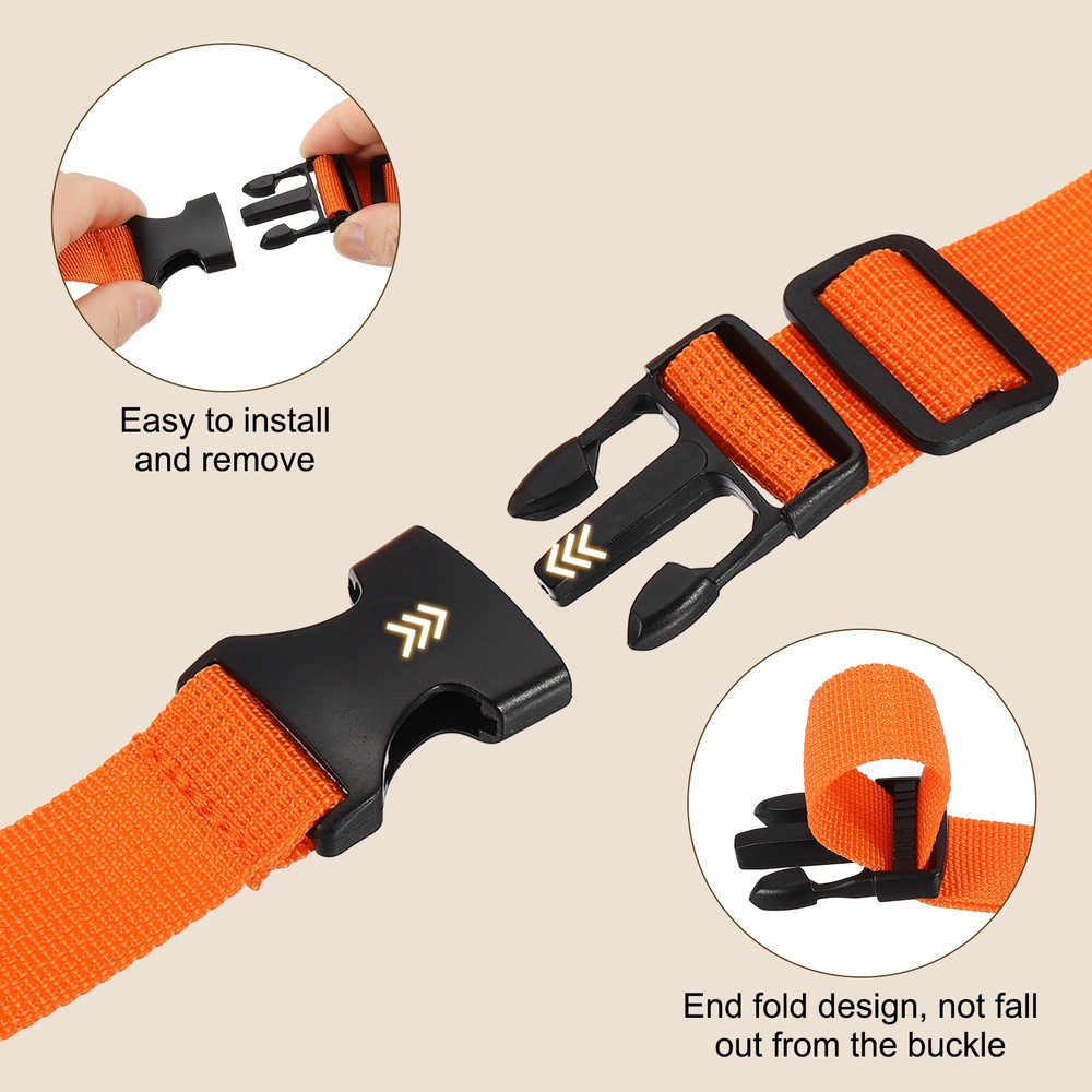 3pcs 1" x 2ft Utility Straps with Quick Release Buckle Adjustable, Orange