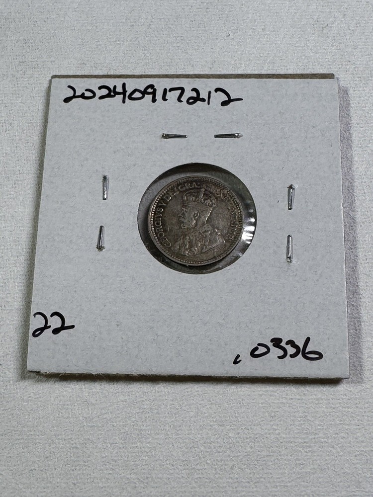 1912 Canada 5 Cents Small Silver Coin Cleaned