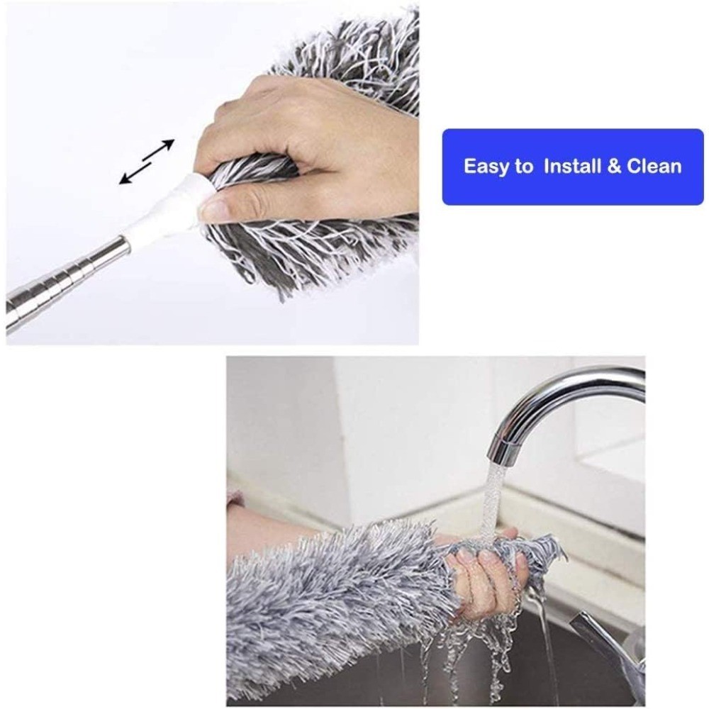 Microfiber Duster with Extension Pole Extra Long 100 Inches Bendable Head for